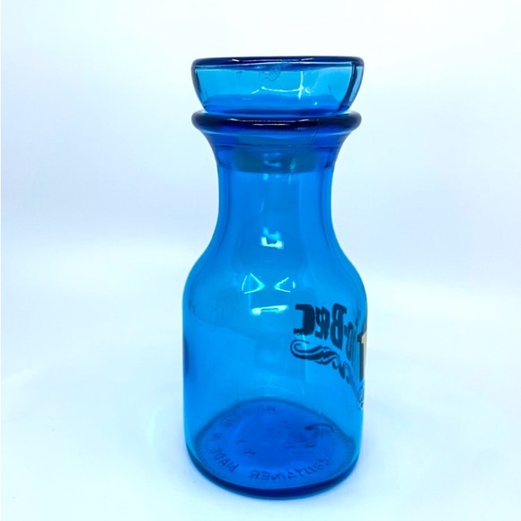 Vintage Belgium Turquoise Vio-Bec Apothecary Jar Gold Lettering 6” Lid - Picture 8 of 12